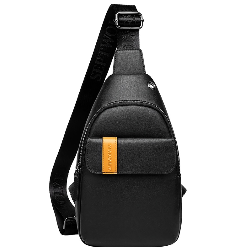 七匹狼(SEPTWOLVES)男士胸包真皮斜挎包男单肩挎包腰包男背包休闲男包潮牌