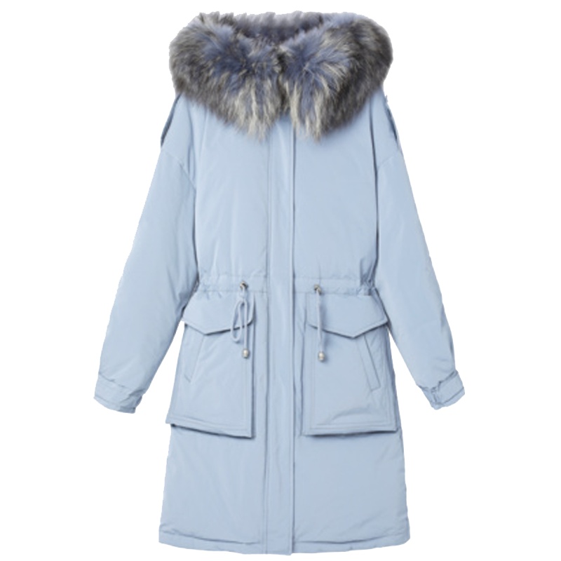 专柜同款Y拉贝缇羽绒服女中长款2019冬季新款宽松小个子鸭绒外套貉子毛领60008622