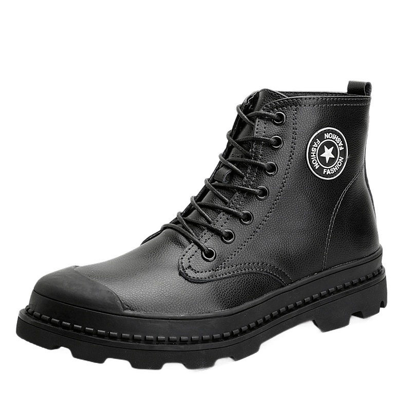 策乐(cele)马丁靴男冬季英伦风男靴新品加绒保暖骑士靴男高帮二层牛皮男鞋HY-62518