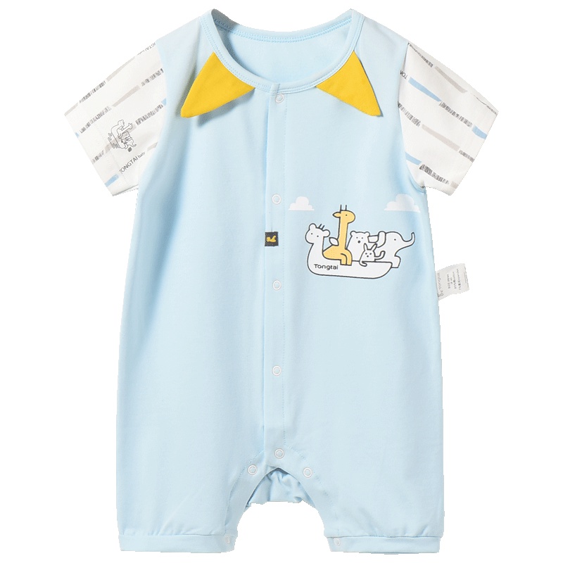 童泰TONGTAI婴幼儿内衣半袖对开哈衣3-24个月宝宝闭裆短爬服连体衣婴幼儿通用90cm