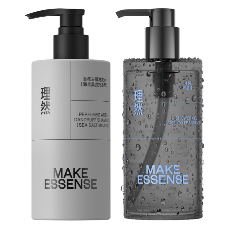 理然[洗沐组合]去屑止痒清洁重塑头皮蓬松控油特饮洗发水400ml/瓶沐浴露350g/瓶