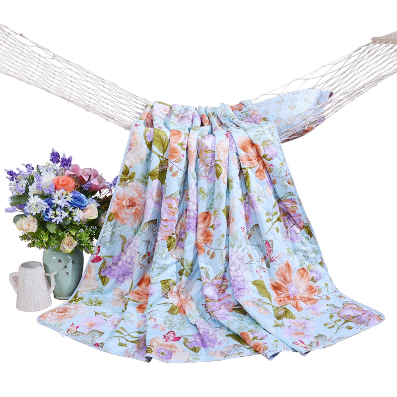 富安娜（FUANNA）家纺纯棉平纹空调被花朵图案夏凉被单人双人可水洗夏天被子夏被夏季薄被花开那年蓝色