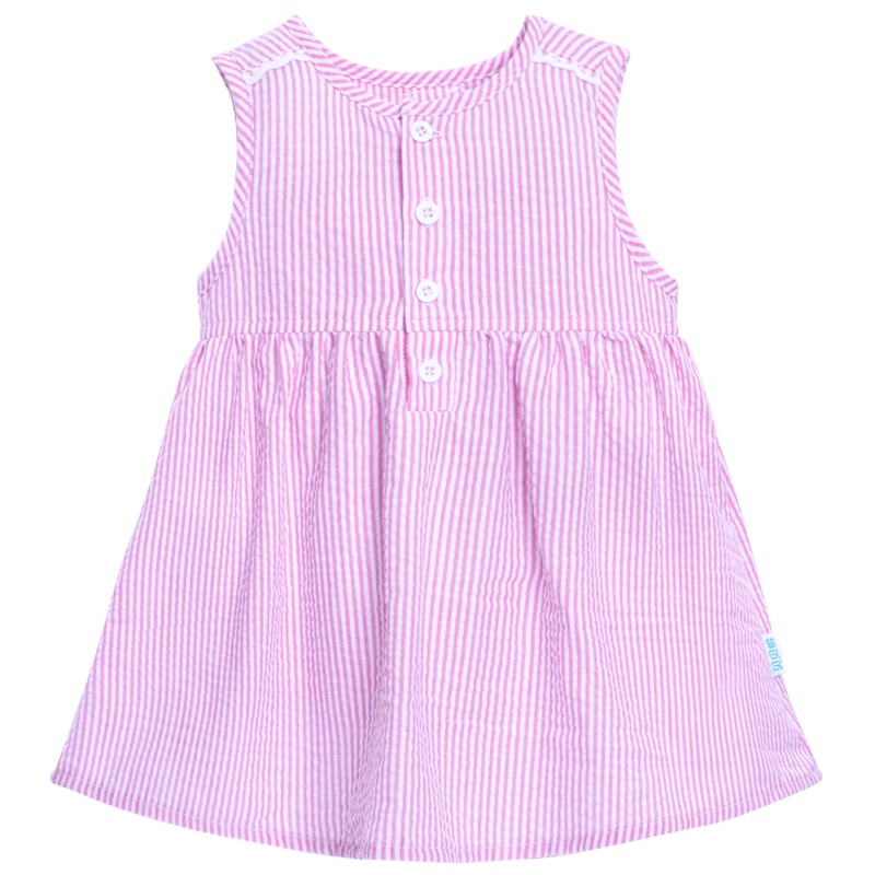 贝贝怡婴儿裙宝宝裙夏季背心条纹女童连衣裙圆领高腰公主裙162Q052