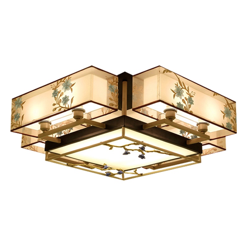 澳松 新中式吸顶灯轻奢大气客厅灯饰简约现代薄led卧室灯中国风led三色变光家用灯具