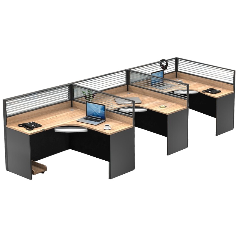 震海 办公家具F型三人位办公桌组合屏风工位电脑桌现代简约双人位员工桌职员工作位办公室桌子员工办公桌组合