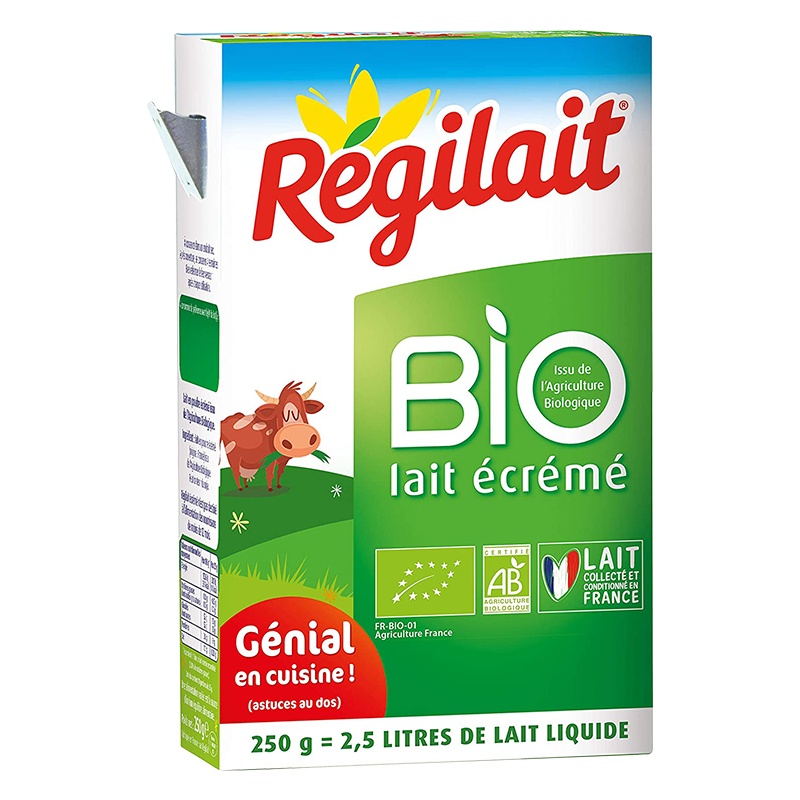 法国进口 瑞记Regilait Bio有机脱脂成人奶粉 儿童青少年补钙奶粉250g[6盒装]
