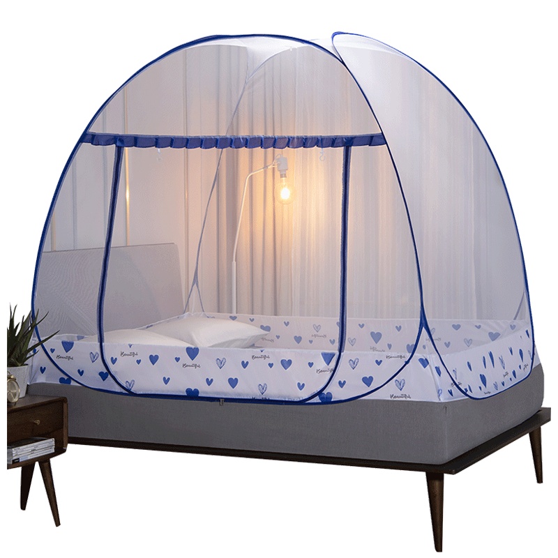 素风家纺【送风扇杆】 单双开门免安装蒙古包蚊帐1.2米1.5米1.8米2米学生宿舍1.0米0.9米全底防蚊层U型加密帐子