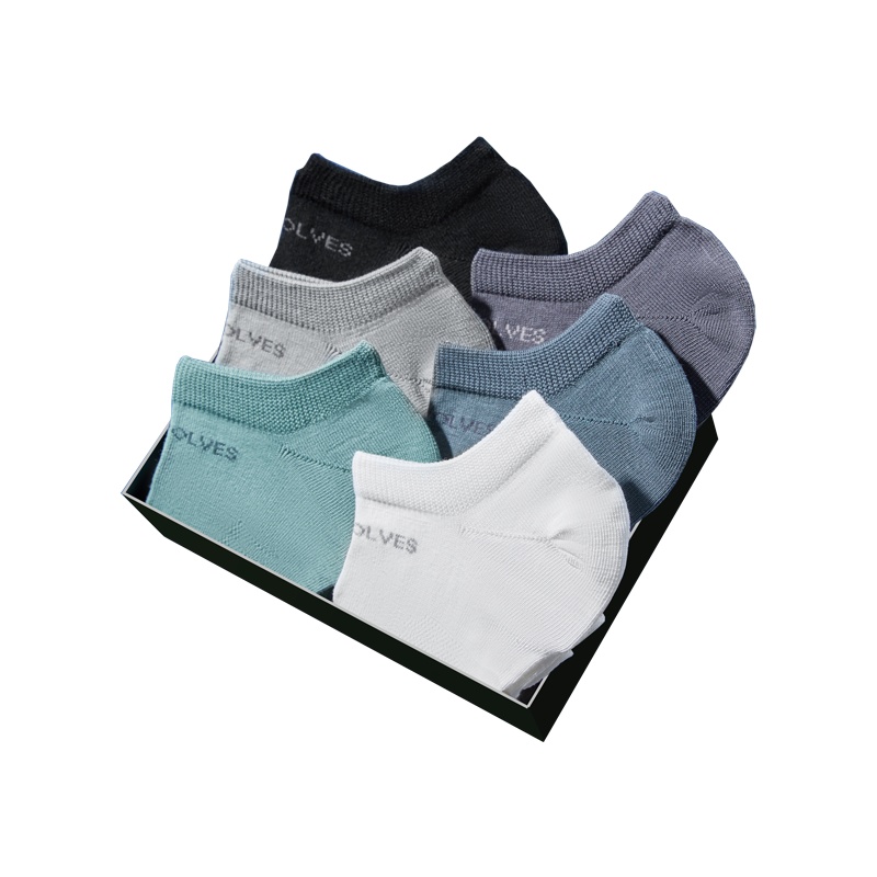 七匹狼 | 全棉抗菌6双装船袜夏季男式短筒船袜纯棉运动袜男士袜子