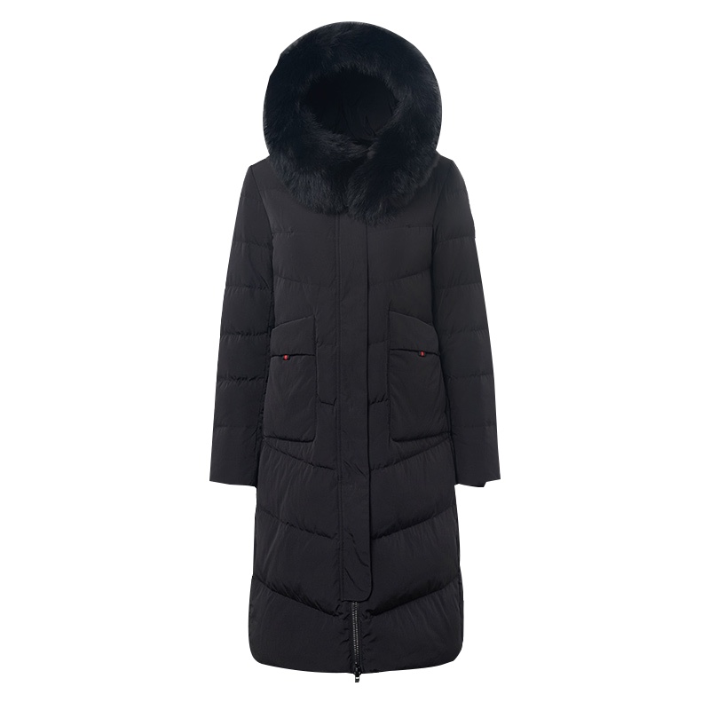 千仞岗冬新款羽绒服女中长款大毛领修身羽绒服外套