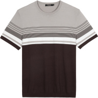 千纸鹤男装天丝针织上衣2020春夏时尚条纹撞色短袖T恤男20362