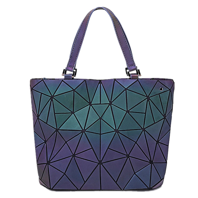 菱格三宅世家(MVO MVO LGSZSJ)欧美单肩包潮菱格几何镭射手提包炫酷夜光时尚斜挎包