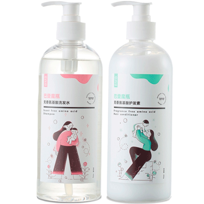 巴登魔瓶480ML无香洗发水+480ML无香护发素(孕婴)