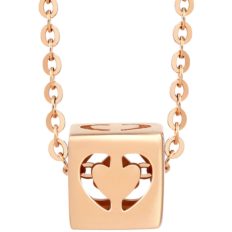 周生生(CHOW SANG SANG)18K红色金镂空心形礼盒项链定价