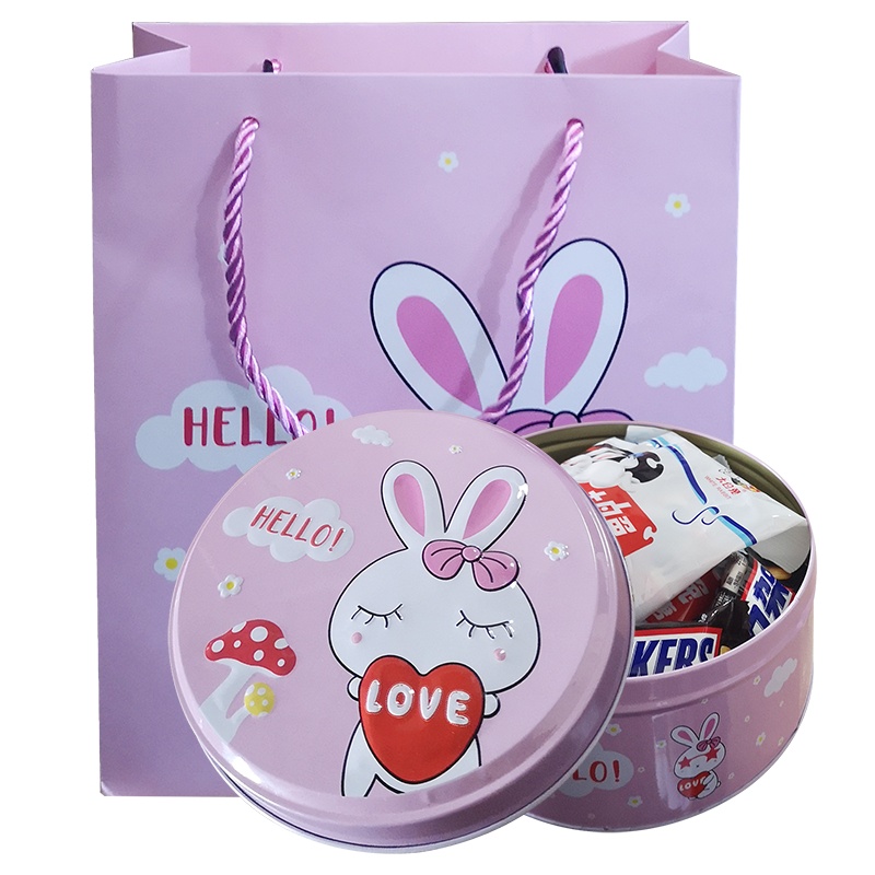 大白兔奶糖糖果礼盒圆形铁盒大白兔114g*2袋组合礼盒装结婚喜糖(配礼袋)大白兔114g*2袋+士力架2条