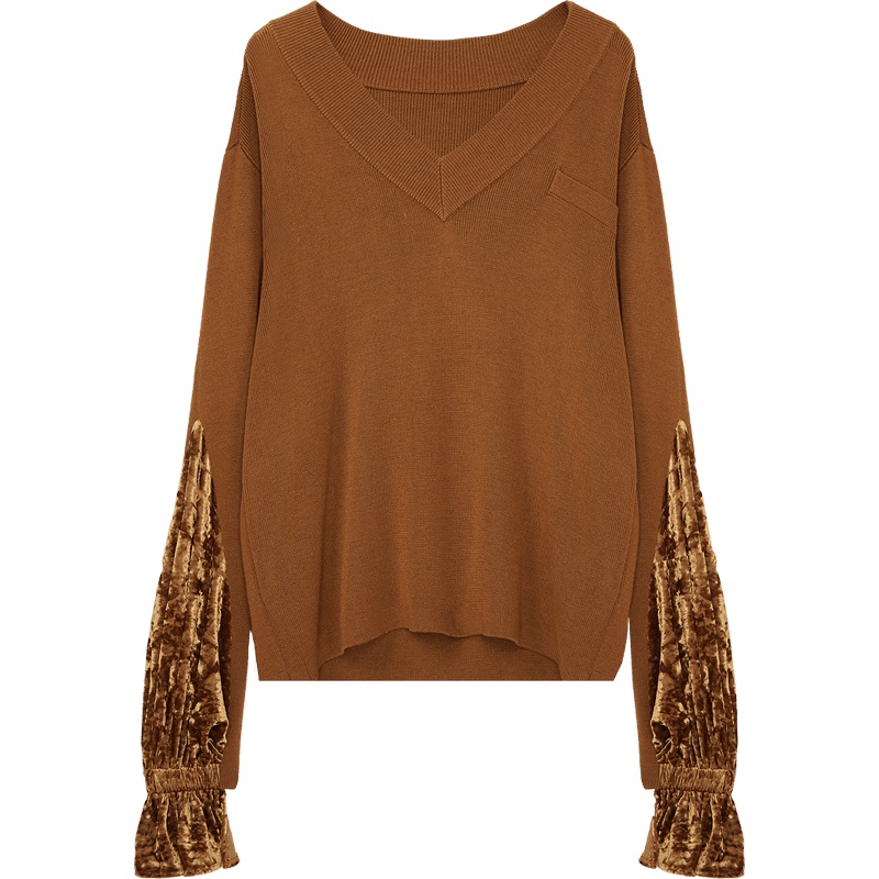 2019爱居兔秋季女装V字领口设计长袖针织衫