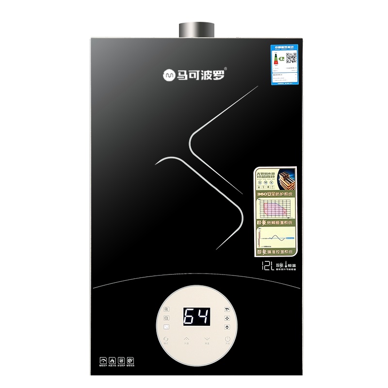 马可波罗(MKBL) 12L燃气热水器低压启动智能变频恒温触控即开即用强排定时煤气热水器液化气MKR-DS018