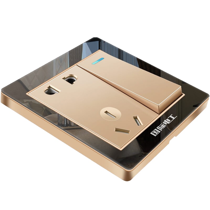 国际电工开关插座面板86型墙壁水晶玻璃家用一开带5孔usb开关套装两位开关插座带二三插 五孔插座10A