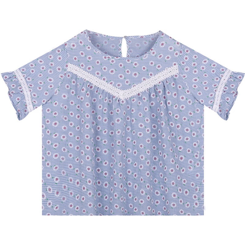 碎花vetiver衬衫女小清新短袖森系短袖上衣宽松洋气衬衣夏装新款