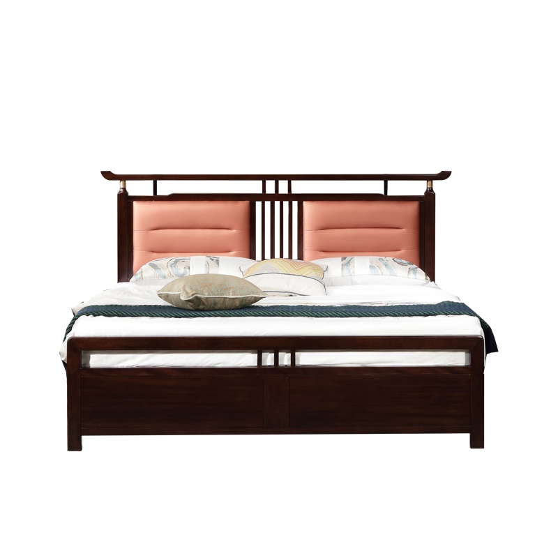 月影梳桐紫金檀木全实木床1.8米新中式双人大床现代简约轻奢卧室红木床