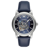 阿玛尼(EMPORIO.ARMANI)手表皮质表带全自动镂空休闲机械表男士商务休闲腕表AR60011