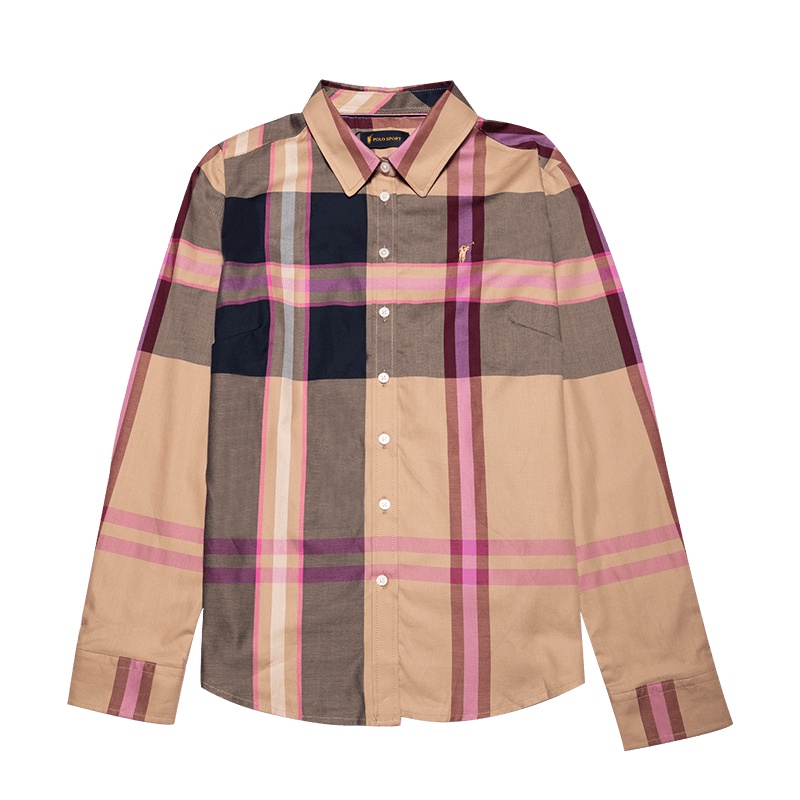 Polo Sport经典格子衬衫女长袖2021新款衬衣英伦显瘦潮11L255617