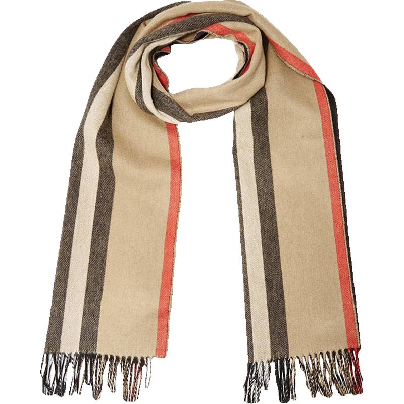 BURBERRY 博柏利 男女中性流苏装饰山羊绒双面围巾 80187701