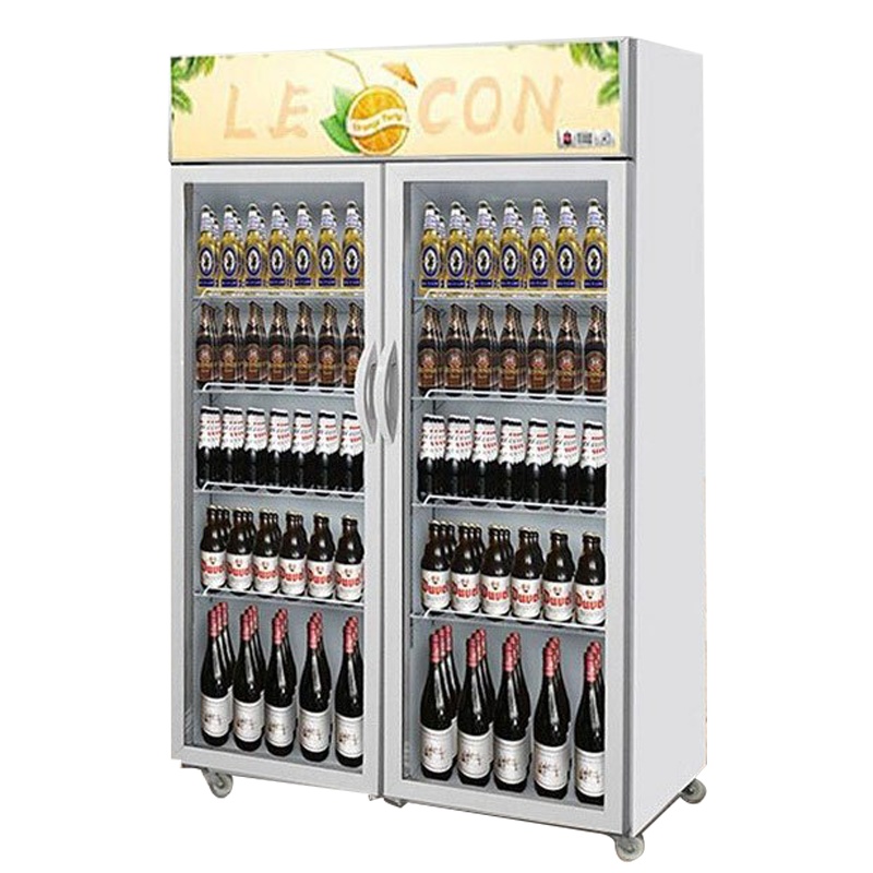 乐创(lecon)饮料柜展示柜冷藏柜立式冰柜商用冰箱饮品啤酒蔬菜水果保鲜冷柜鲜花柜陈列柜双门上机魅力橙直冷800L