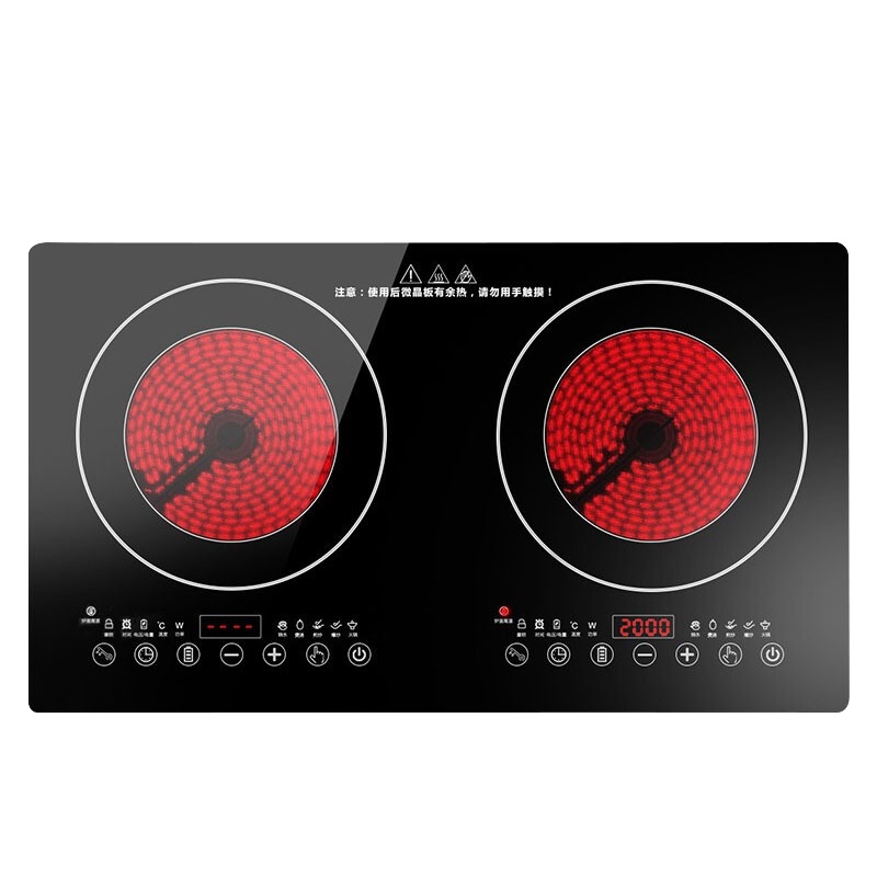 乐创(lecon)LC50E 商用双头电陶灶家用电陶灶嵌入式 双电陶炉组合4000w