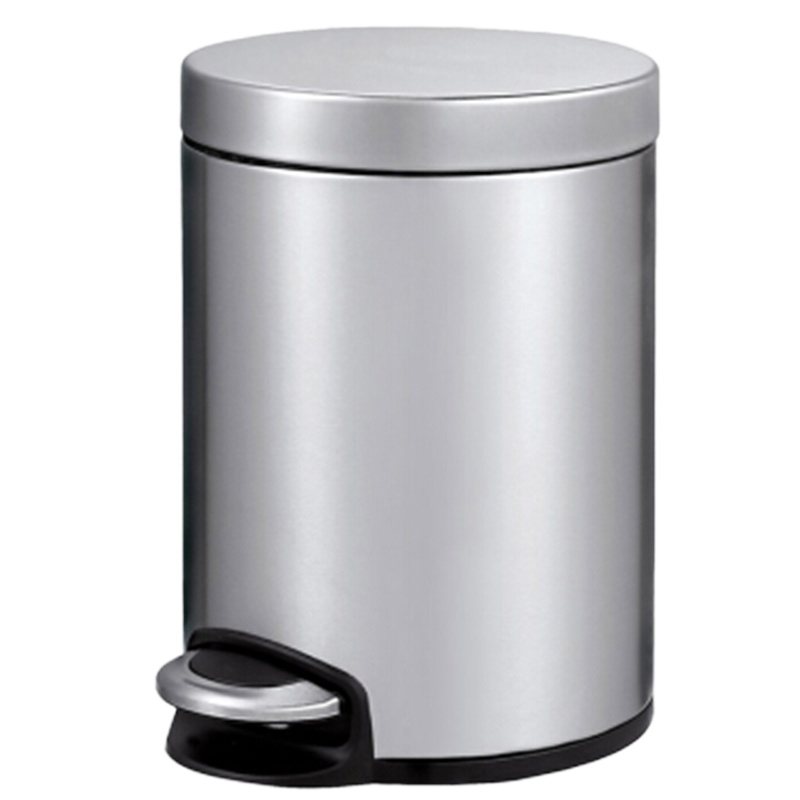 EKO 垃圾桶家用不锈钢脚踏时尚创意翻盖静音垃圾筒 9215 砂钢 12升