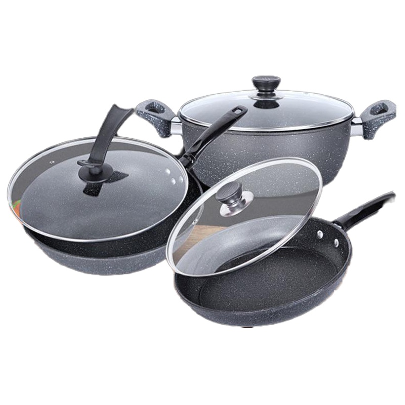不粘锅三件套家用炒锅汤锅煎锅组合厨房燃气电磁炉套装锅具 FENGHOU 双盖+炒锅+煎锅+汤锅+锅铲+汤勺