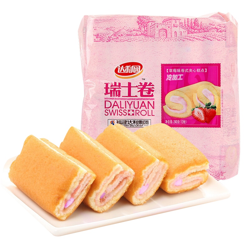 达利园瑞士卷草莓味240g/袋装 营养早餐口袋零食蛋糕