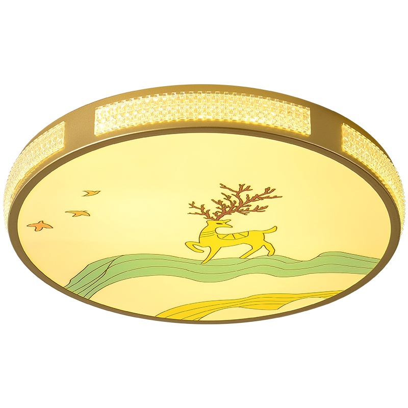 新中式吸顶灯珐琅彩轻奢主卧室灯时尚简约圆形餐厅书房变光灯具