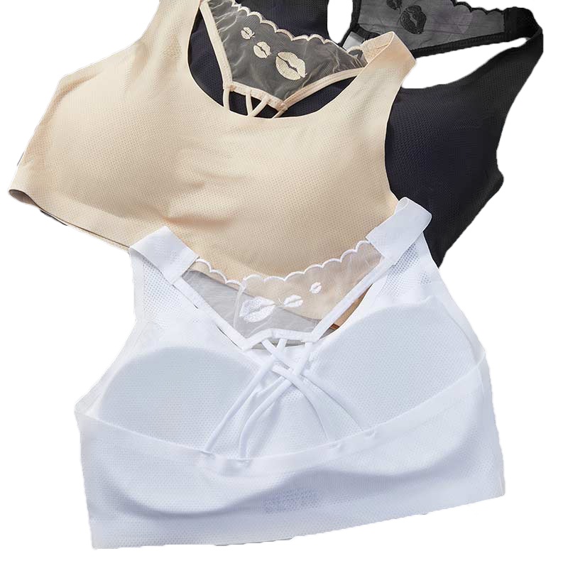 ENK无痕裸感女士瑜伽无痕美背内衣无钢圈带胸垫防震运动文胸女