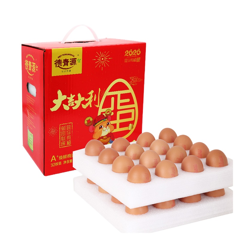 德青源 鲜鸡蛋A+32枚鼠你有福套盒,1376g