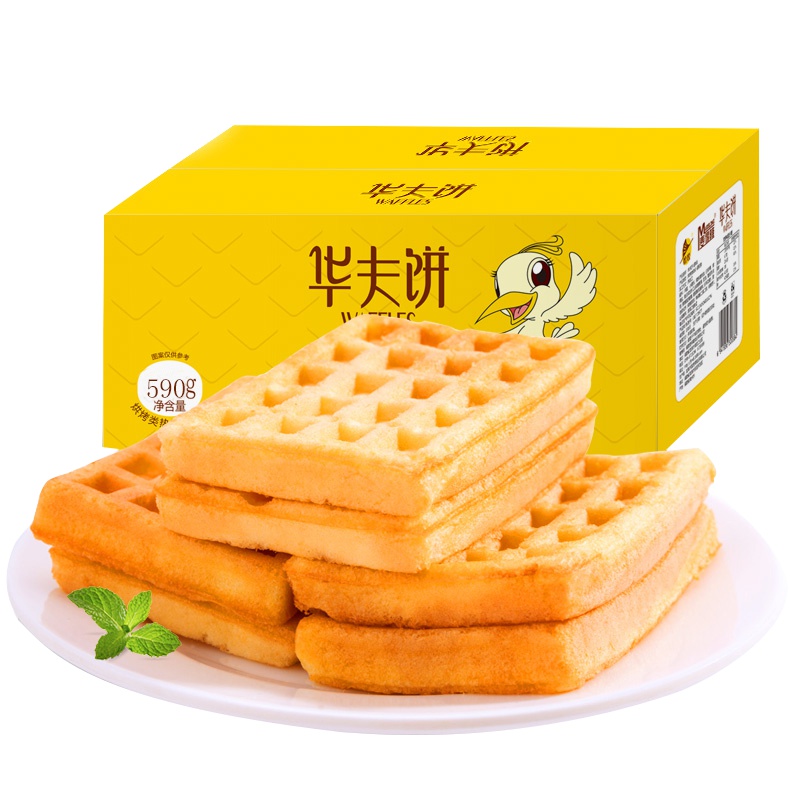 怡鹭华夫饼小面包早餐糕点590克 手撕面包礼盒整箱网红礼盒