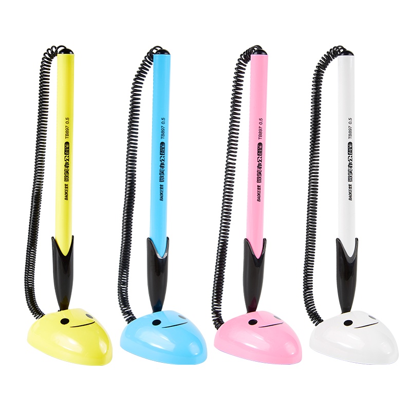 宝克(BAOKE)TB897 黑色0.5mm微笑办公台笔 可固定签字笔商务台式中性笔 24支/盒