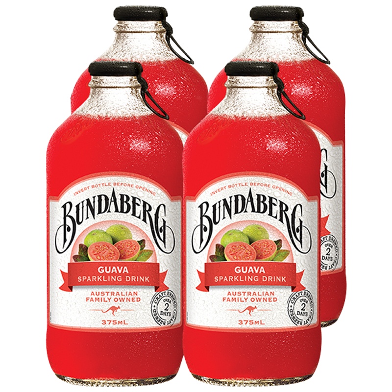 [发酵番石榴汁]宾得宝(Bundaberg)番石榴苏打水饮料 375ml*4瓶 汽水 澳大利亚进口
