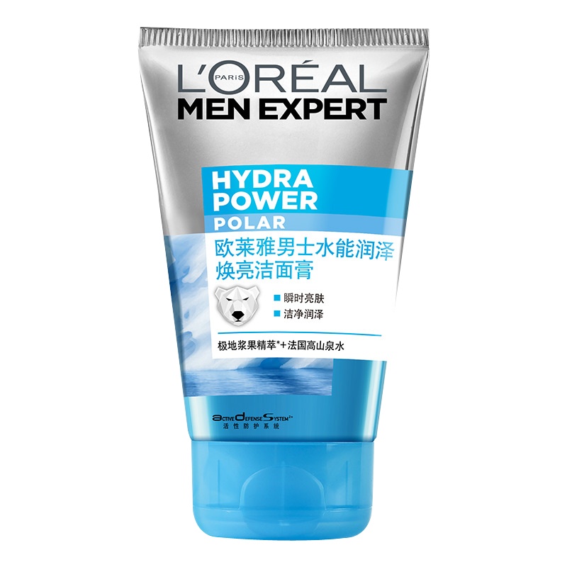欧莱雅(LOREAL)男士水能润泽焕亮洁面膏 100ml