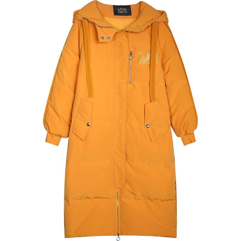 妖精的口袋连帽羽绒服2019冬季新款女韩版宽松白鸭绒长款过膝外套