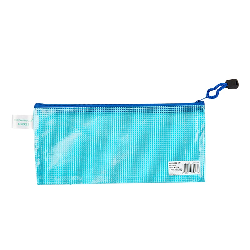 三木(SUNWOOD)文件袋 PVC网格拉链袋系列 文件袋资料袋防水混色多规格可选