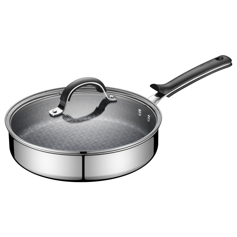 意大利Lagostina拉歌蒂尼炒锅不锈钢炒锅蜂窝炒锅不粘锅少油烟炒菜锅30厘米炒电磁炉燃气通用 28cm长柄煎炒锅