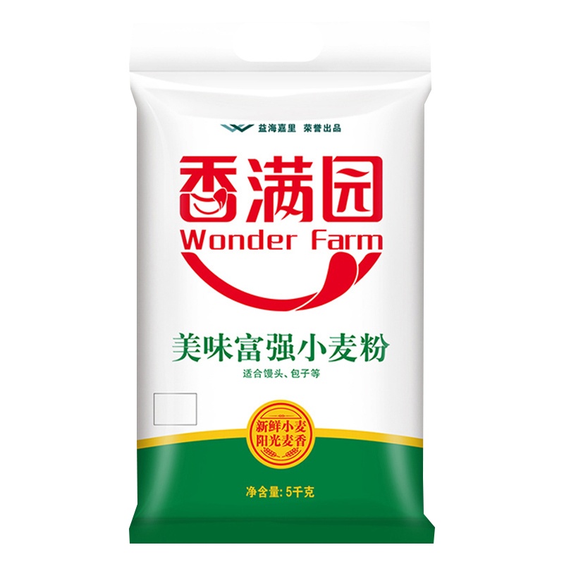 香满园 面粉 中筋面粉 美味富强小麦粉 5kg 包子饺子馒头饼手擀面 十斤