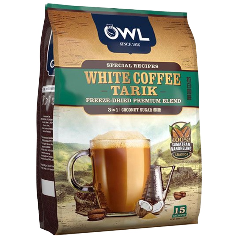 [椰糖味白咖啡]猫头鹰(OWL )三合一拉白咖啡 椰糖味 540g/袋 进口咖啡 速溶咖啡 其他 冲调饮品 马来西亚进口