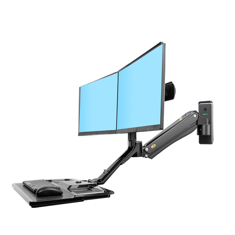 NB 22-27英寸双屏电脑显示器支架 显示器站立式办公壁挂双屏支架 万向伸缩旋转升降工业通用支架 MC40-2A 黑