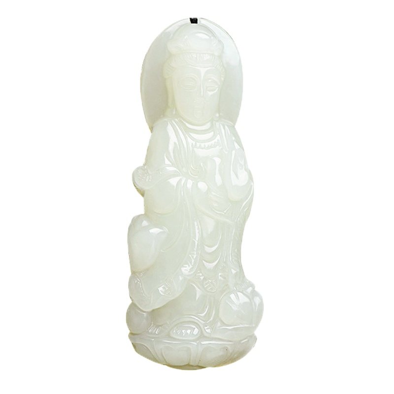 臻玉盈新疆天然和田玉立体观音收藏吊坠男士玉石项链男菩萨玉佩玉坠配饰