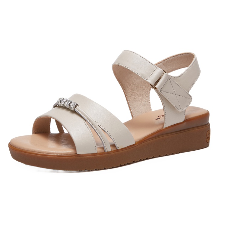 奥康(AOKANG)女鞋舒适凉鞋女夏平底坡跟中年妈妈凉鞋简约防滑女士凉鞋