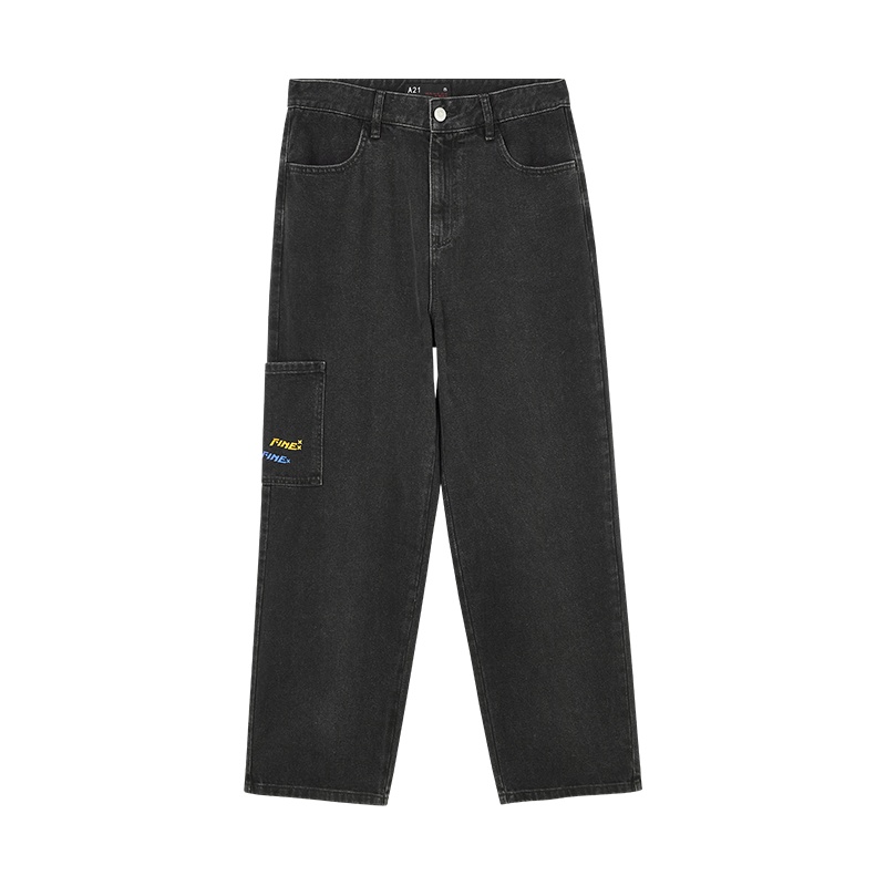 A21春季2021新款男装 宽松低腰老爹长裤男士潮牌牛仔裤百搭裤子