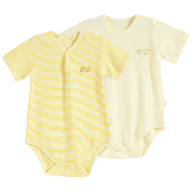 贝贝怡婴儿衣服夏季男女宝宝三角哈衣短袖包屁衣2件装BB7005