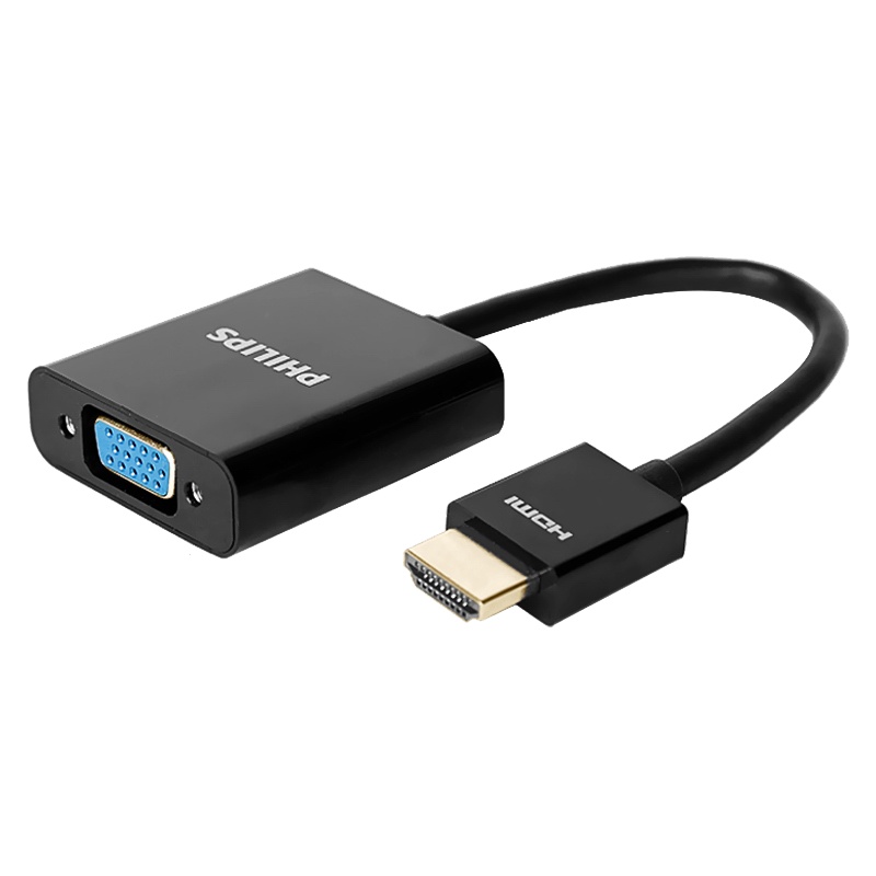 飞利浦hdmi转vga接口笔记本台式电脑hdim机顶盒电视ps4投影仪高清显示器屏SWR1620E黑色不带音频供电口