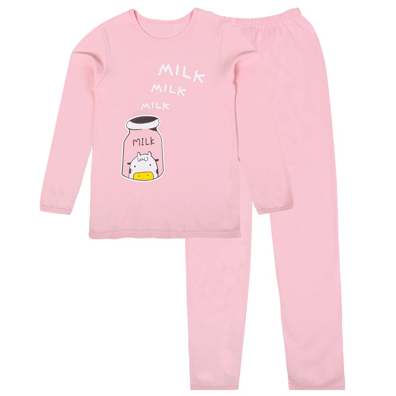 红豆儿童纯棉内衣套装女童低圆领套装女童柔软舒适秋衣秋裤套装